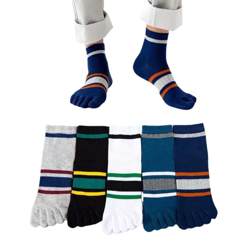 [Lifemaster] 5本指ソックス メンズ 靴下 五本指ソックス クルーソックス 5足セット カラフル 綿 標準厚み おしゃれ 男性くつした カジュアル 春 夏 秋 25-28cm ギフト