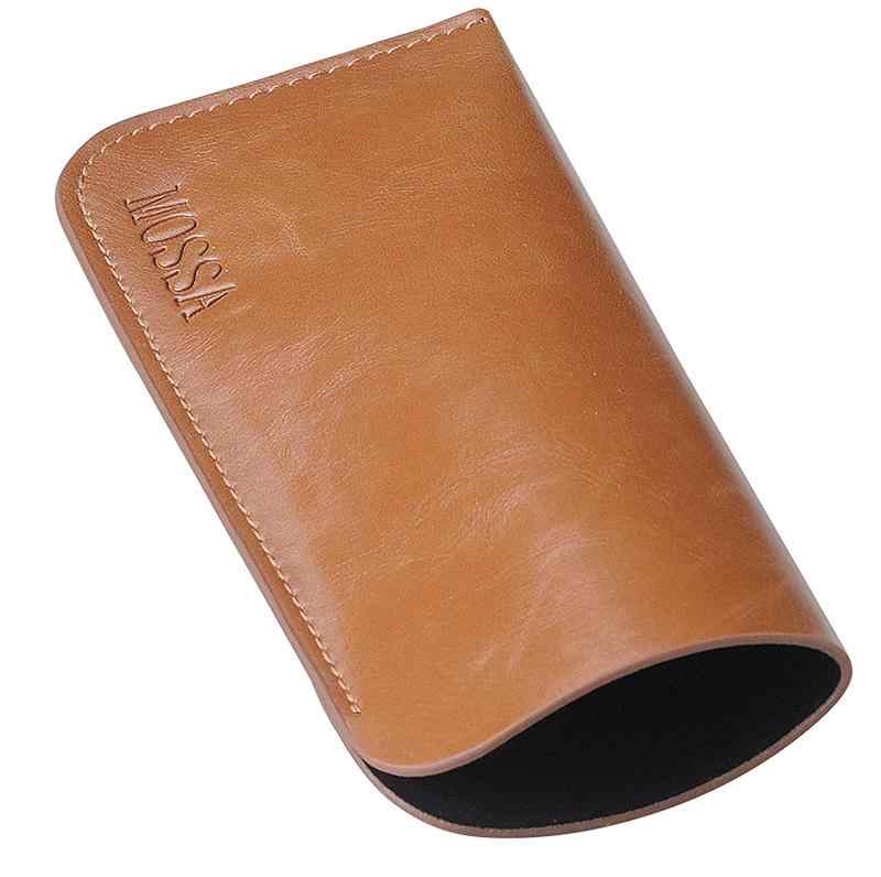 MOSSA 革 風 生地 がおしゃれな 大人 片口 メガネケース ブラウン 2518-02