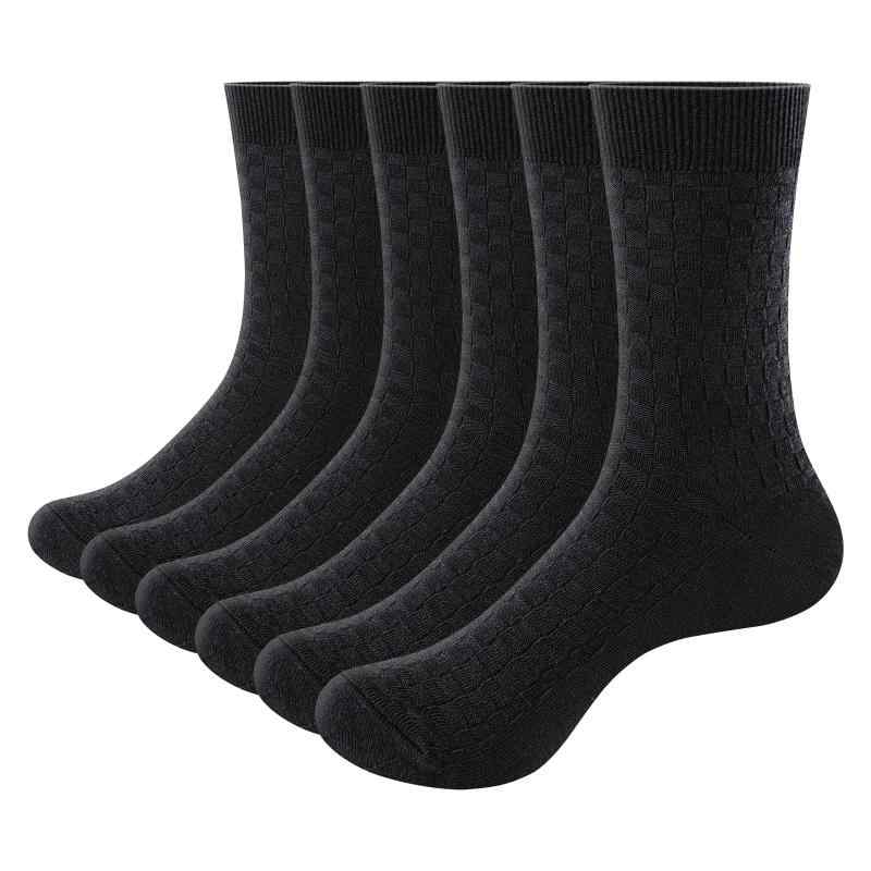 [YUEDGE] 靴下 メンズ ビジネス 6 足セット 男性 クルーソックス 吸汗 通気性 防臭 無地 耐久 四季適用 ギフト 出張 蒸れない 破れにくい 高級 綿 ライクラ 23-29.5 cm