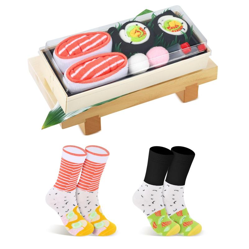 [AGRIMONY] 寿司ボックス 靴下 メンズ レディース 男の子 - おもしろ プレゼント男性 女性 クリスマス 誕生日 人気 ギフト おかしお洒落 かわいい コットン おしゃれ クルーソックス