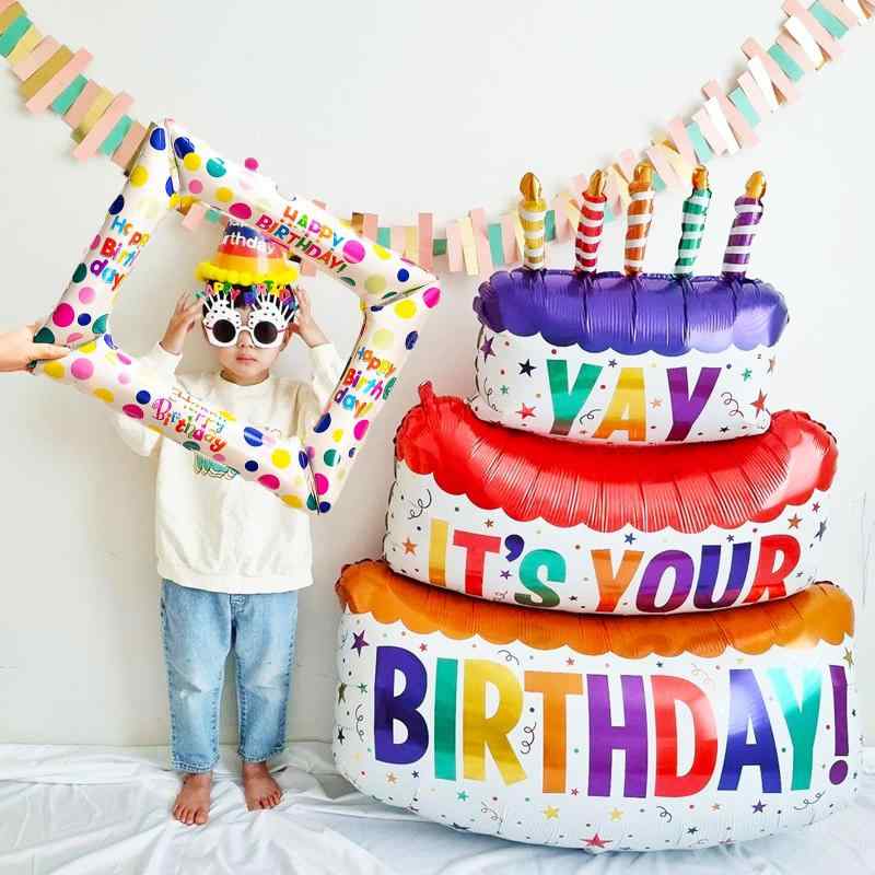 GOODCHI 特大サイズ誕生日バルーン アルミ パーティーグッズ ケーキ フォトフレーム 飾り付け 男の子 女の子 かわい…