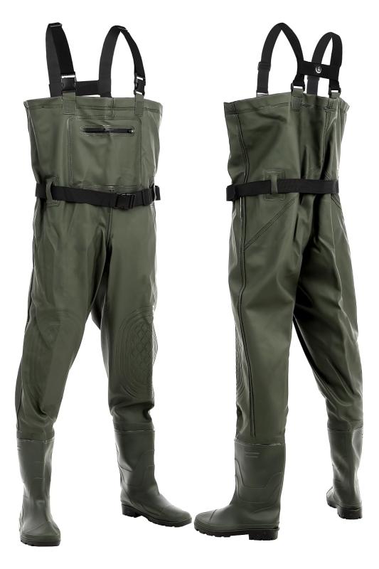 [unizom] ウェーダー 釣り 胴長 長靴 【ヒザ補強・簡単脱着・伸縮ベルト】 ラジアルソール 完全防水 丈夫 チェストハイ フィッシングウェーダー