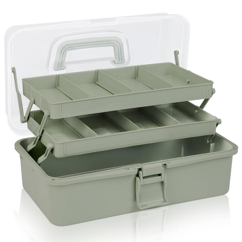 YHANEC【可動仕切り】ツールボックス 三段折り畳み式 大容量 おしゃれ 収納ボックス 工具箱 工具入れ ..