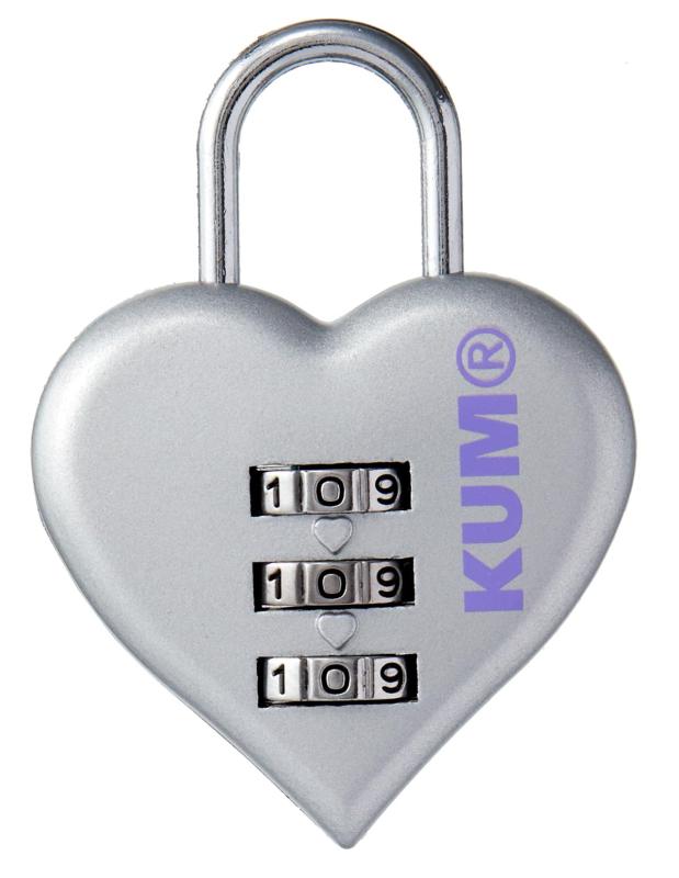 レイメイ藤井 南京錠 KUM ハート型 3桁 ダイヤル式
