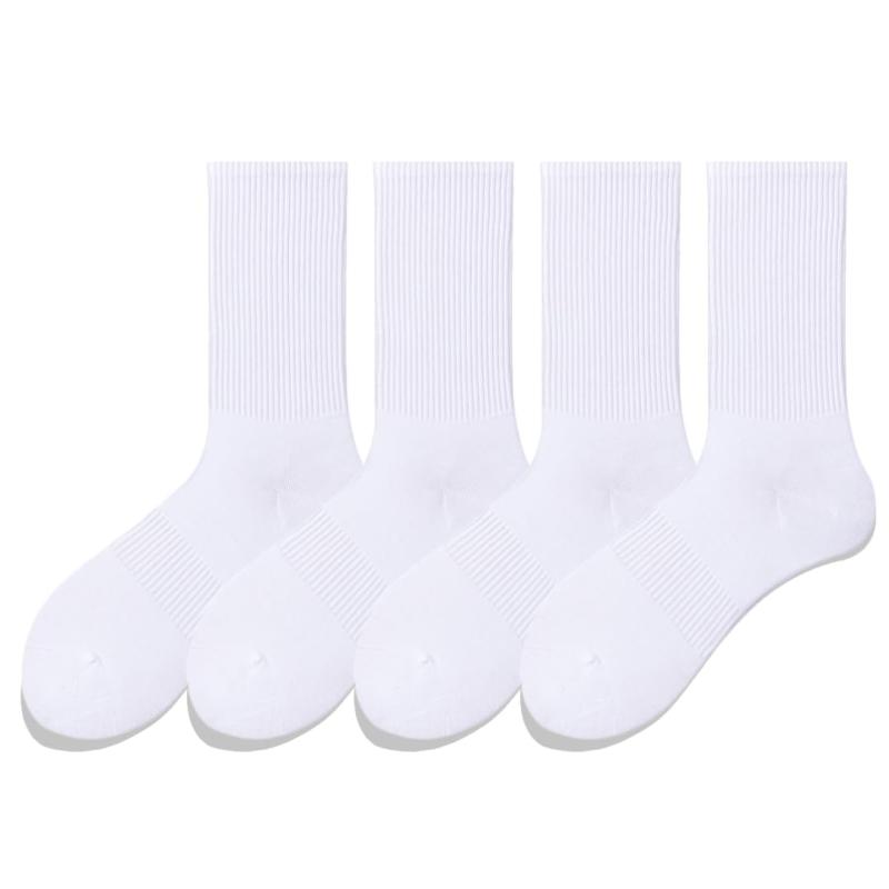 [AQshop] メンズ 靴下 白 黒 ソックス 綿 細リブ 万能 仕事 ビジネス 通学 制服 厚さ やや薄 ショートクルー丈 セット