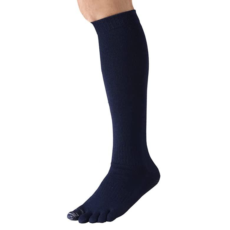 [すべり止め付き] 親指補強 5本指ソックス ハイソックス 2足セット 抗菌 防臭 日本製 [ケンビー]