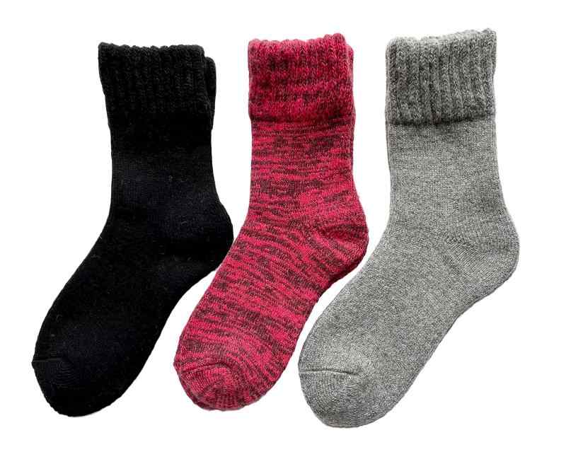 ソックス レディース あったか 防寒 靴下 厚手 パイル ソックス 冬 かわいい おしゃれ 毛混 3足セット（色はお任せ） C79