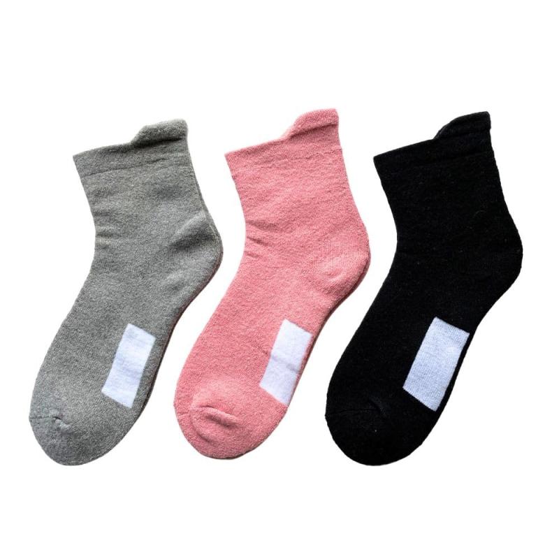 ソックス レディース 厚手 パイル 片手で履ける 靴下 毛混 あったか 介護 保温 防寒 無地 口ゴムなし 施設 病院 3足セット（色はお任せ） G13