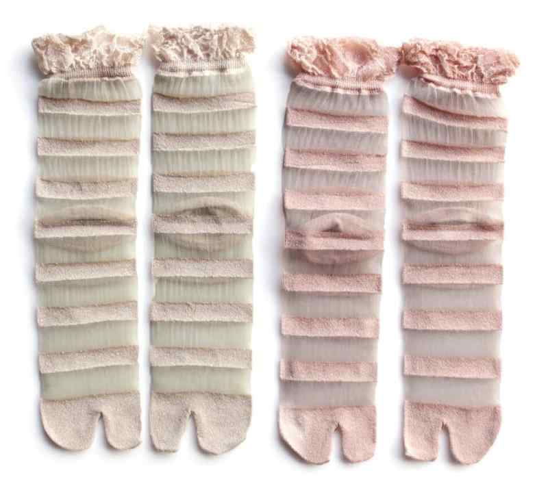 [モードセレクト] 足袋ソックス レディース シースルー 2足組 日本製 夏 薄手 可愛い 靴下レディース 夏 ソックス レディース パンプス 2色2足セット