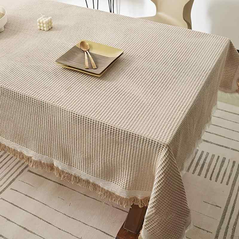 テーブルクロス 自然な風合い ホワイト ブラウン おしゃれ 無地 130x180 北欧 韓国 綿混 リネン風 シン..
