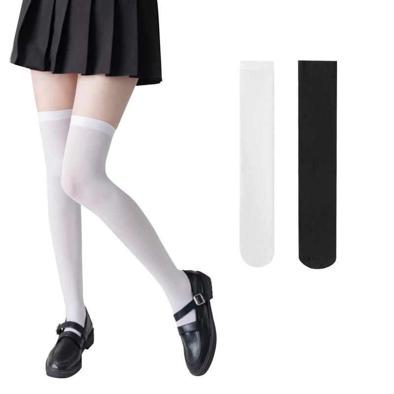 [WindTour] ニーハイソックス 着圧ソックス ストッキング オーバーニーソックス ニーハイ 黒 白 ハイソックス レディース 100デニール ロングソックス 美脚ソックス ひざ上 靴下 サイハイソッ