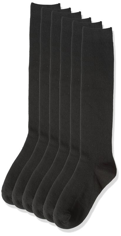 (ワイエヌエムビー)YNMB [6足セット] 黒リブハイソックス レディース靴下 婦人用 くつした ブラック 22-24cm