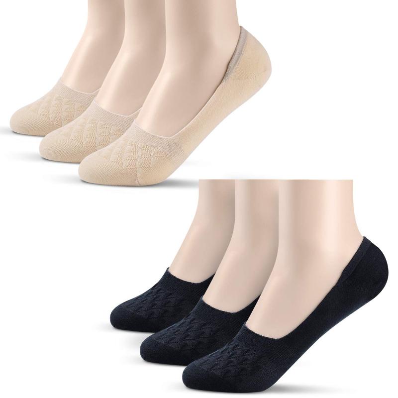 [Mren] パンプスソックス レディース カバーソックス 浅履きタイプ 脱げない 靴下 シリコンゴム滑り止め付 綿 通気性 スポーツソックス 見えないフラットボートソックス 6足組
