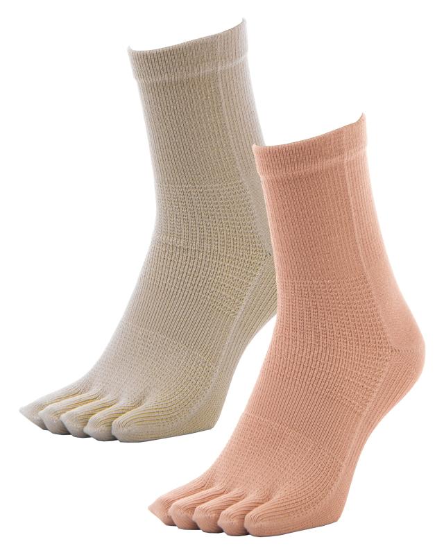 nicomako（ニコマコ） 靴下 レディース 日本製 無地 表糸綿100％ 5本指 快適フィット クルーソックス 2足組 セット 23～25cm set1237