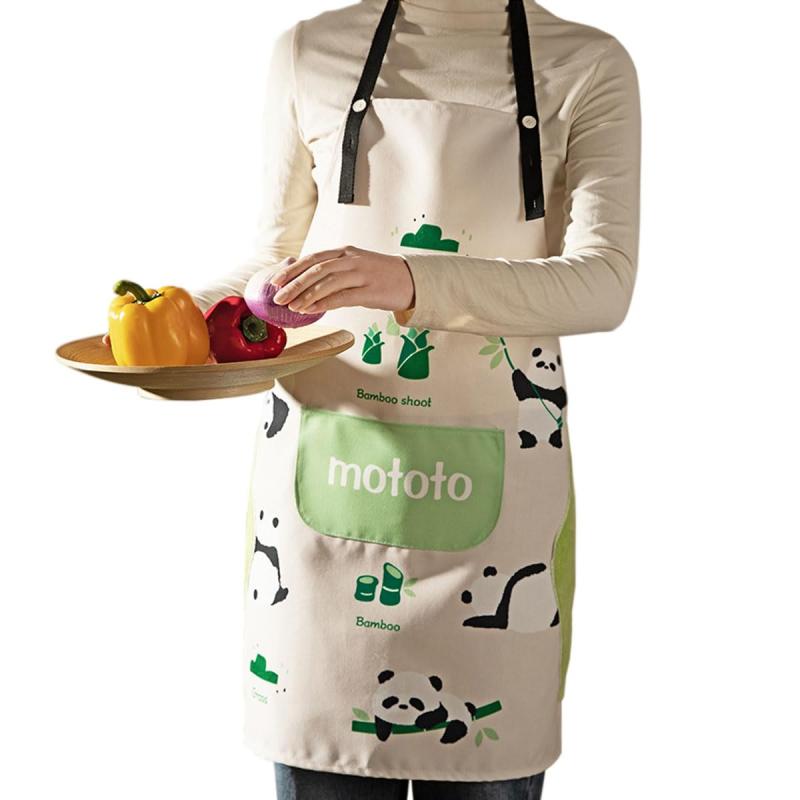 [Futier Star] エプロン H型 首掛け 男女兼用 シンプル メンズ レデイース カフェエプロン おしゃれ ポケット 汚れにくい シワ防止 料理教室用 キッチン コーギー パンダ柄 前掛け 仕事用 保育士