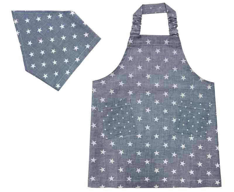 [スマイリッシュ] Newダンガリースター 子供用エプロン・三角巾セット