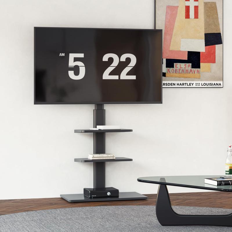 FITUEYES テレビスタンド 32～60インチ対応 棚付き 壁寄せテレビスタンド テレビ台 高さ調節可能 首振り可能