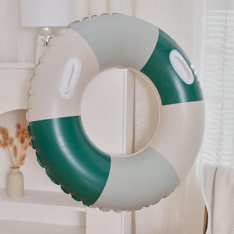 JunyueLiang 浮き輪 浮輪 大人用 100cm スイミング 浮具 持ち手 シンプル 空気入れ おしゃれ ビーチ プール パーティー エクササイズ 水遊び お風呂 水遊び用 暑さ対策 (100#取っ手付き, グリーン)