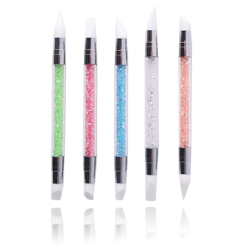 Doyime ネイルアートブラシ【5本セット 】ネイル筆 シリコン筆 新型 画筆 両端ヘッド レジン道具 ペイントブラシ 工具 ジェルネイル用ブラシ 透明＋カラー