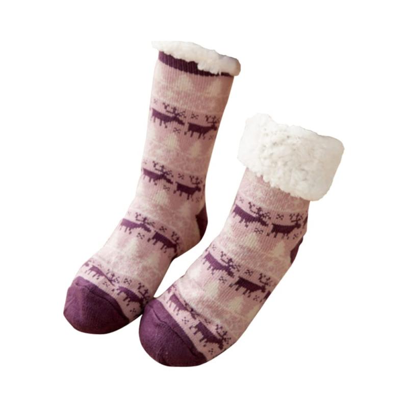 [Rose] レディース 鹿クリスマスストッキング コーラルベルベット 冬 靴下 増粘 暖かく保つ モコモコ ソックス 自宅 睡眠 秋冬 くつした 靴下 トナカイ