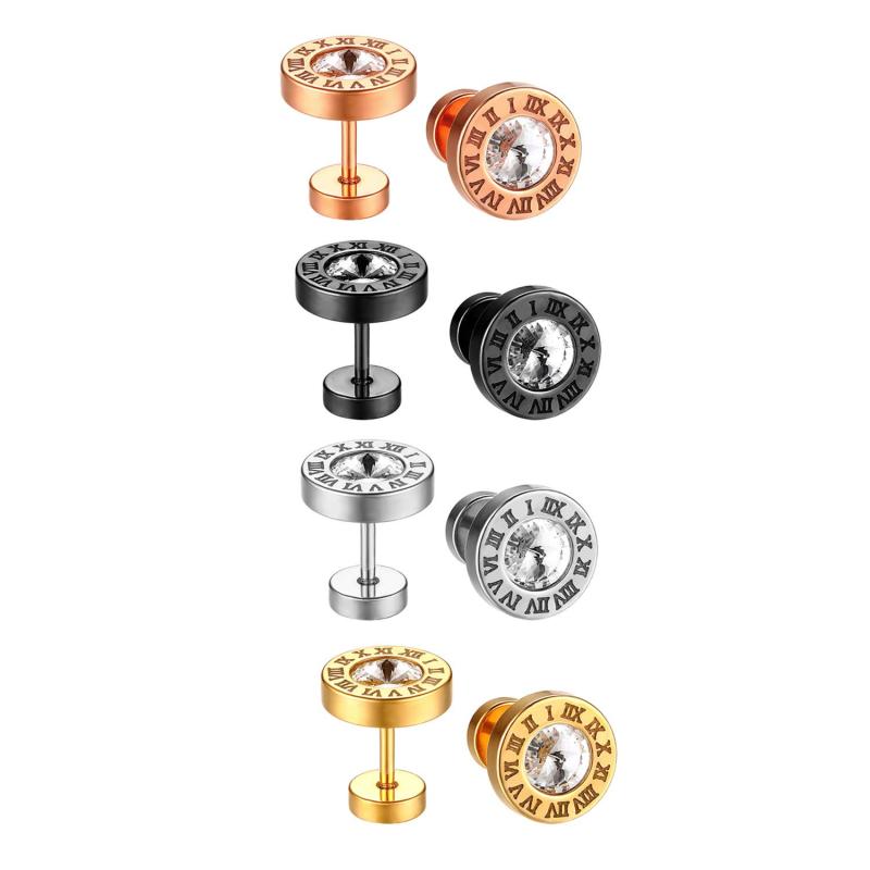 JEWELRYWE ローマ ピアス イヤリング 軟骨ピアス 12mm 両耳ピアス 人気 片耳用 スタッドピアス キャッ..