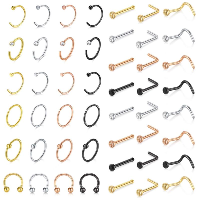 Aroncent 鼻ピアス 18g フェイクピアス リング 鼻ピ ステンレス フープピアスリング イヤリング ロックパンクゴシック ファション アクセサリー 男女兼用