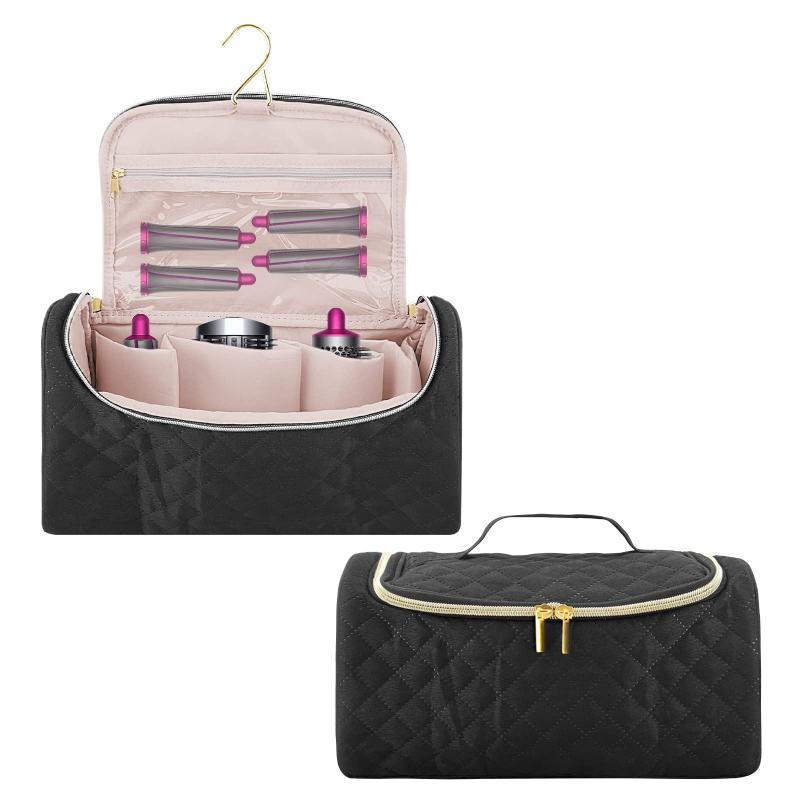 Linkidea トラベルキャリーケース エアワープスタイル 対応 ポータブルハンギングヘアドライヤー収納ケース サイドメッシュポケット付き ヘアドライヤーアクセサリーオーガナイザー (ブラ