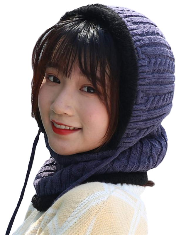 楽天タロットマスター[Miracroute] レディース フードウォーマー ニット キャップ かわいい 毛布 インナー ネックウォーマー フェイスガード 防寒 暖かい 耳当て