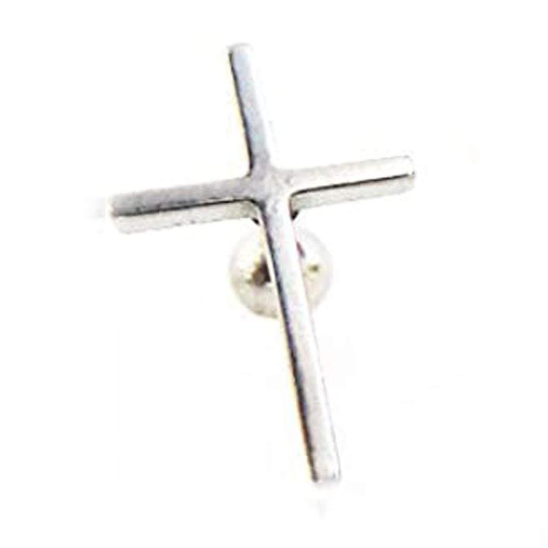 ストレートバーベル クロス 十字架 モチーフ 軟骨ピアス【16G】サージカルステンレス（ボディピアス/ボディーピアス）