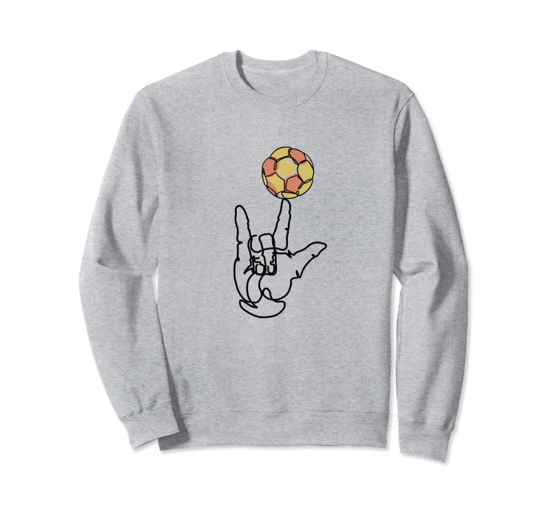 I Love You Handサッカーボール手話連続ライン トレーナー