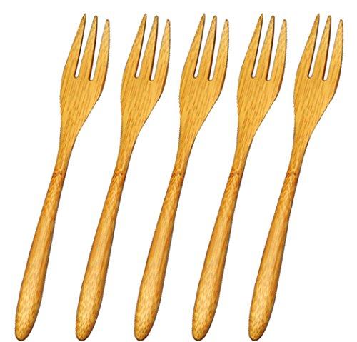 天然民芸竹 ケーキフォーク 5ケセッ