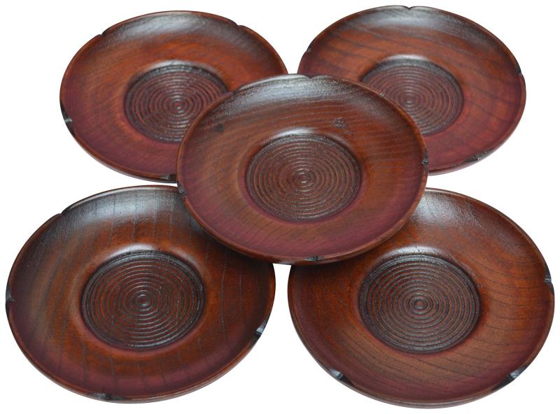 角田清兵衛商店 春秋 木製 茶托 4.0 5枚セット TKC10-5(5)