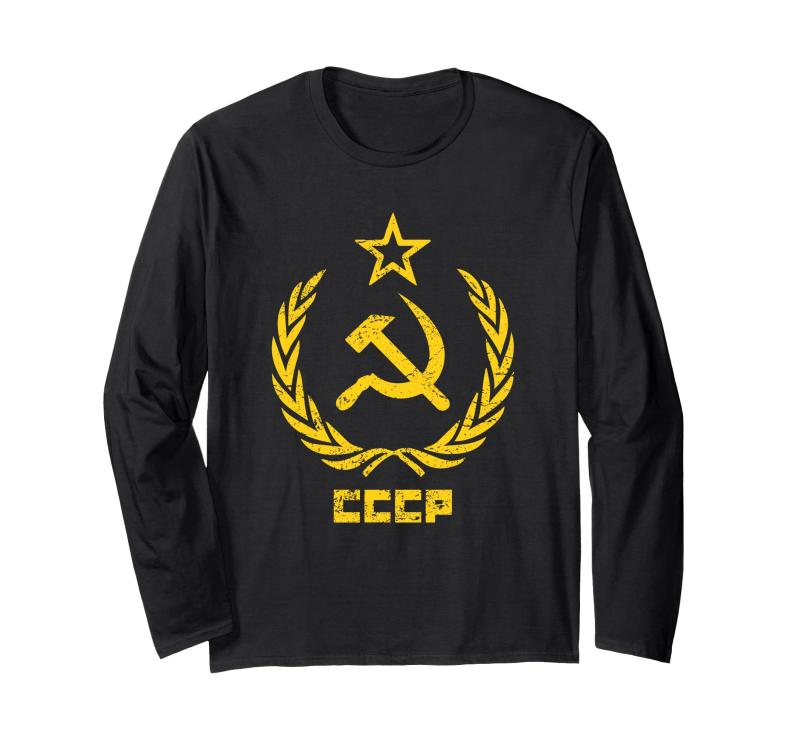 鎌と槌の星CCCPソビエト連邦 長袖Tシャツ