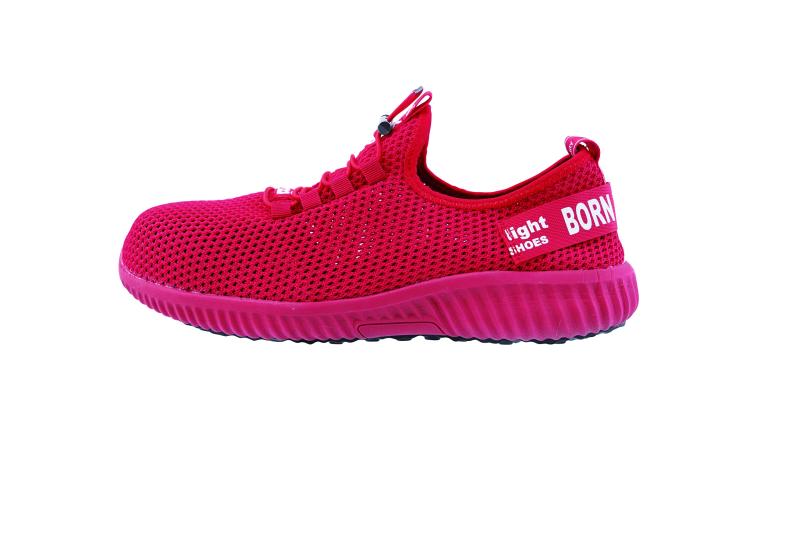 [ジーベック] 安全靴 作業靴 85412 セフティ シューズ メッシュ 通気性 衝撃吸収 軽量 スリップオン ムレ防止 ゴム紐 レッド 22.5 cm