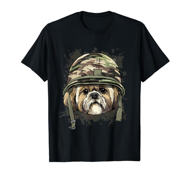 シーズー 兵士退役軍人犬 - 陸軍犬好き Tシャツ