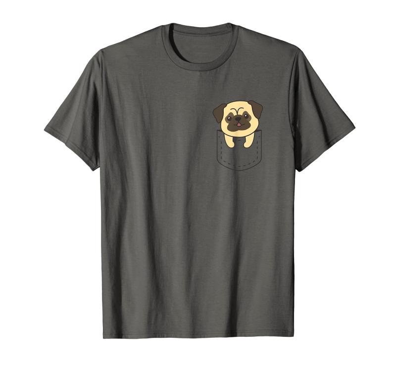 パグ イン ポケット ファニー ドッグ 胸ポケット入り パグ Tシャツ