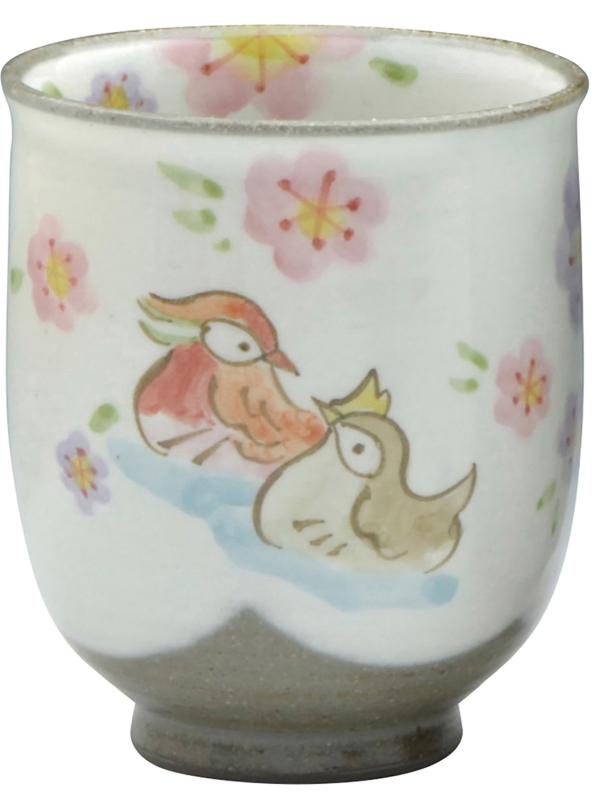 京焼 清水焼 嘉峰窯 湯呑 小 花おしどり UKH959-02