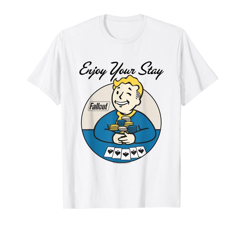 Fallout Video Game Vault Boy Poker Enjoy Your Stay Tシャツ