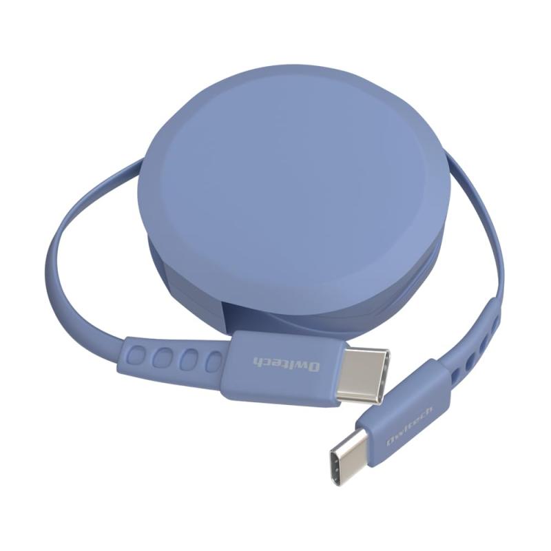 オウルテック 片引き巻取り式 USB Type-C to Cケーブル 90cm PD60W データ通信対応 温度センサー搭載 katamaki 巻き取り Type-Cケーブル iPhone 17 シリーズ / 16 シリーズ /15 シリーズ/スマートフ