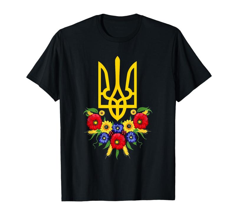 ウクライナの紋章 塗装/ウクライナの愛国者、花 Tシャツ