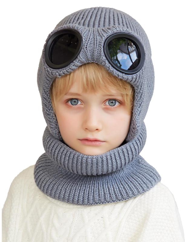[AIEOE] 子供用 ニット帽子 マフラー 2点セット 冬用 ニットキャップ 暖かい 耳あて付き メガネ付き 裏..