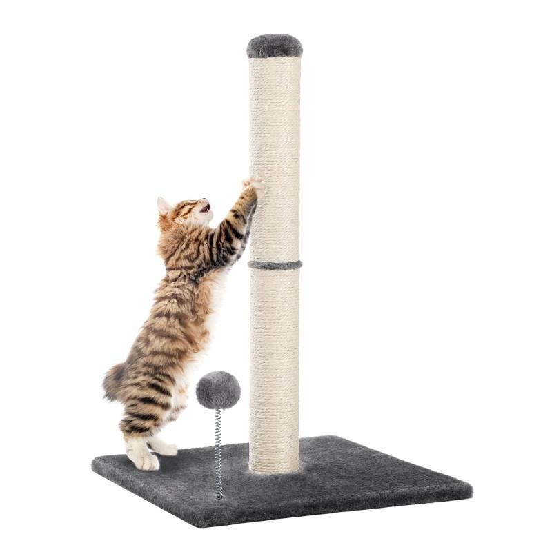 PAWZ Road 猫 爪研ぎ 全面麻紐 爪研ぎポール 棒 高い 縦型 猫の爪研ぎ サイザル麻紐 人気 シンプル 大型 交換 別売り可能 爪とぎキャットタワー スリム 広い土台 安定 おもちゃ 省スペース ガリ
