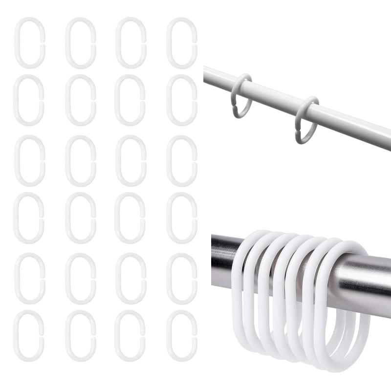 ZHEJIA シャワーカーテンリング【24個】C型 カーテンリングフック 内径30mm 防錆 開口設計カーテンリン..