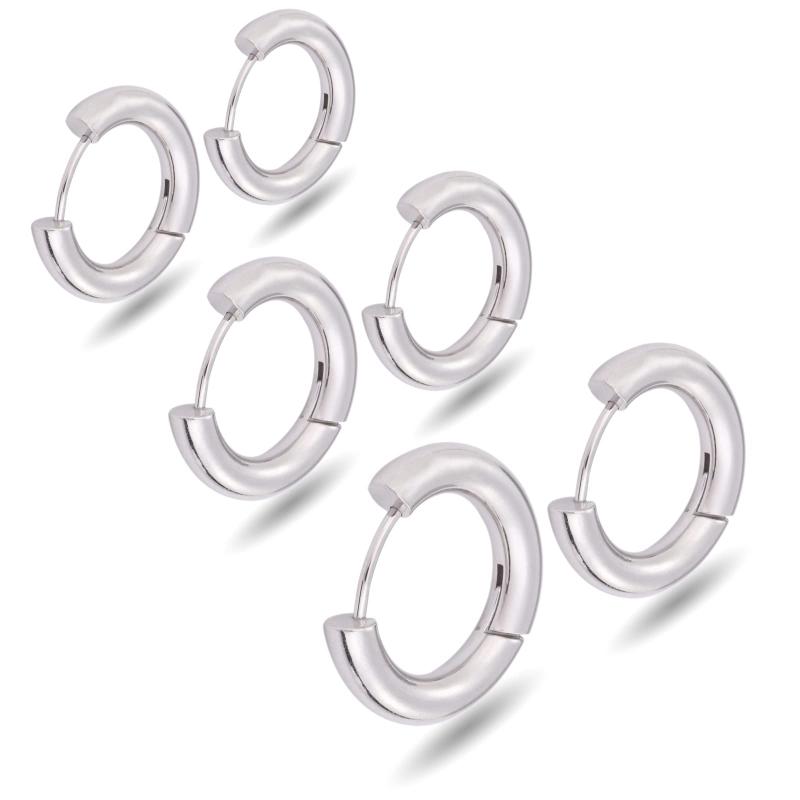 [Adelina Style] フープピアス 人気 幅4mm つけっぱなし 太めピアス リング ピアス ペア メンズ レディース 男女 サージカルステンレス 金属アレルギー対応