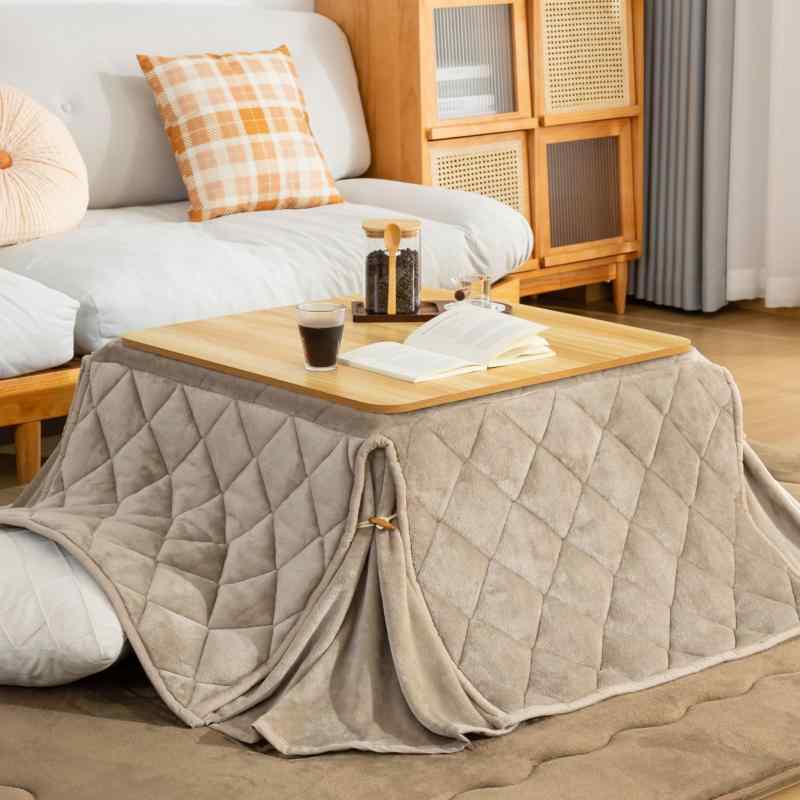 VK Living こたつ布団 【SUPER HOT】 発熱綿使用+LockHeat速暖発熱繊維 撥水加工 ポケット付き フィットキルト こたつ掛け布団 リバーシブル 両面使える フランネル 24時間持続制菌消臭 保温性 丸洗