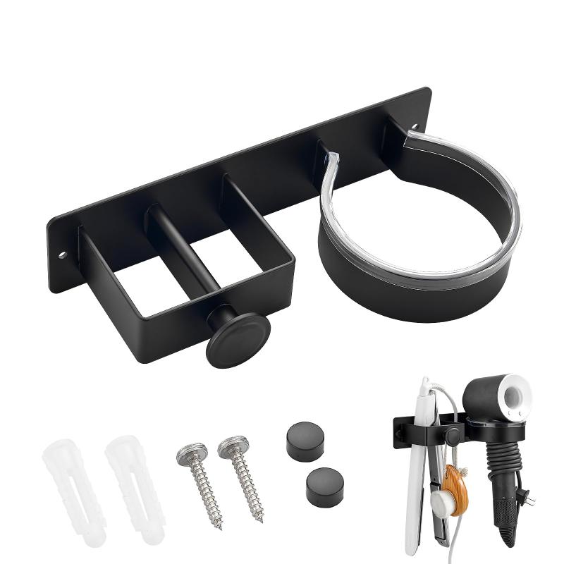 VOOCYE ドライヤーホルダー ドライヤー掛け 強力粘着 アルミ製 耐久性 防錆 穴あけ不要 浴室収納 置物 ..