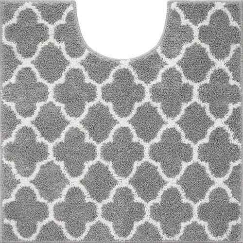 ふんわりと柔らかな肌触り シンプルで優雅なモロッカン柄 トイレマット グレー ファブリック 場所も季節も選ばない万能デザイン 洗濯機丸洗いOK 滑り止め加工 60×60cm、80×60cmからお選びい