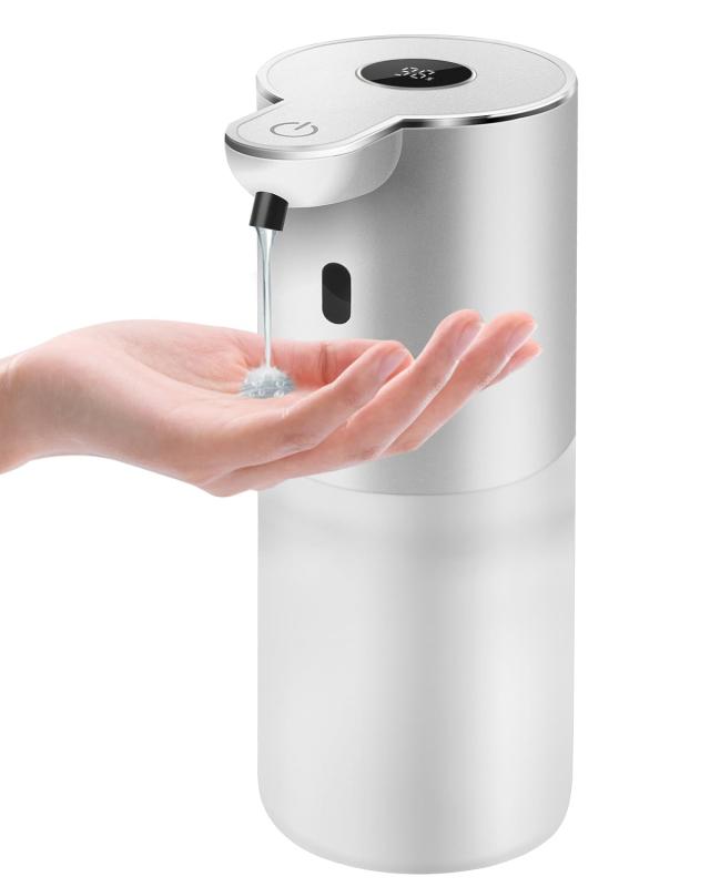 Uarnicey ソープディスペンサー ハンドソープ 自動 泡 詰め替え 400ml 吐出量6段階調節 デジタル付き ..