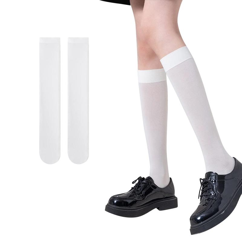 [WindTour] ハイソックス レディース 靴下 ストッキング 着圧ソックス ニーソックス ひざ下 ロングソックス 無地 加圧ソックス 着圧 ソックス 黒 白 スクールソックス 100デニール ショートスト