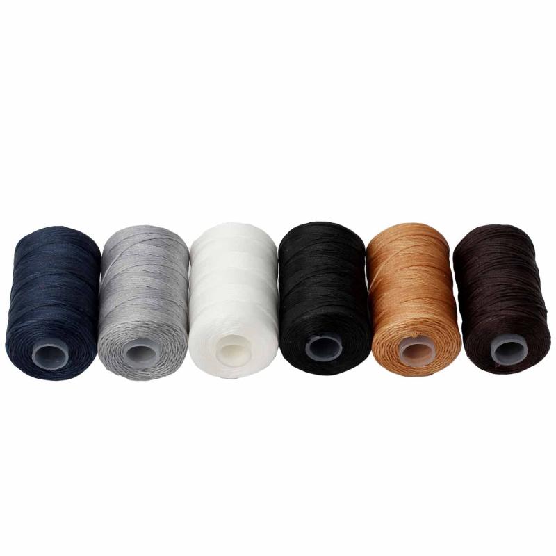 Windman ロウビキ糸 100メートル巻x6色 セット 0.8mm レザークラフト 糸 ろうびき糸 太 蝋引き糸 平紐タイプ ワックスコード 大容量 ろうびき糸 ジュエリー用 革用糸 よく使う ナチュラルカラー